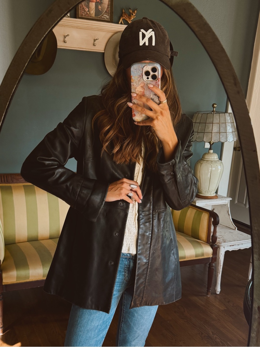 Vintage, banana republic 90s Black Leather Button-Front Jacket as medium
